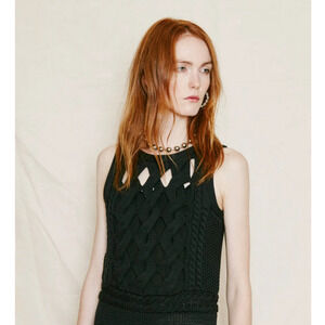 Timo Weiland Cable Knit Black Sweater Vest Sz S